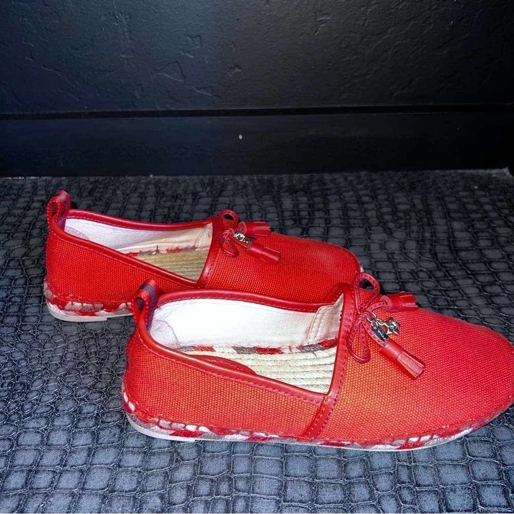 Coach Madison Orange Red Canvas Leather Espadrille
Loafers 5.5 spring summer
